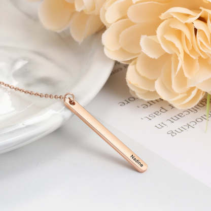 Personalized Bar Necklaces Charm Pendants Stainless Steel Jewelry for Ladies Engraved Name Anniversary Gift for Women-Florence Scovel