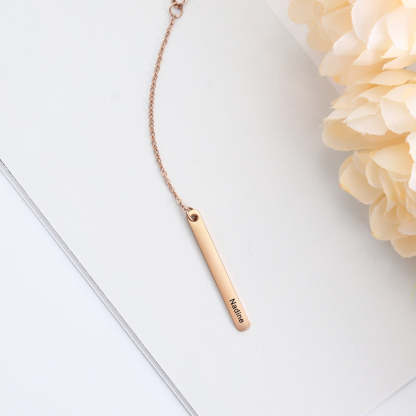 Personalized Bar Necklaces Charm Pendants Stainless Steel Jewelry for Ladies Engraved Name Anniversary Gift for Women-Florence Scovel