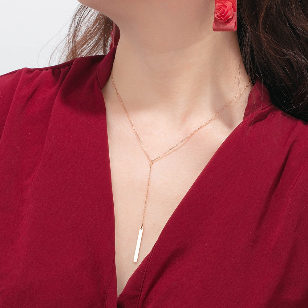 Personalized Bar Necklaces Charm Pendants Stainless Steel Jewelry for Ladies Engraved Name Anniversary Gift for Women-Florence Scovel
