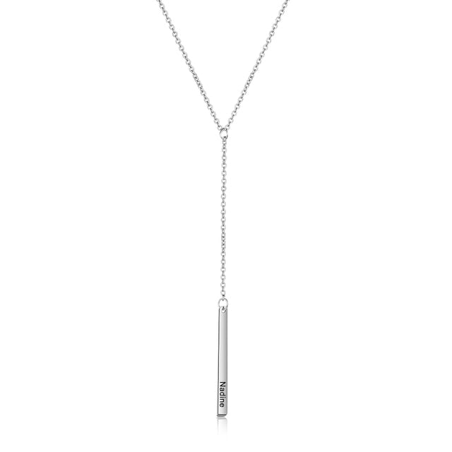 Personalized Bar Necklaces Charm Pendants Stainless Steel Jewelry for Ladies Engraved Name Anniversary Gift for Women-Florence Scovel