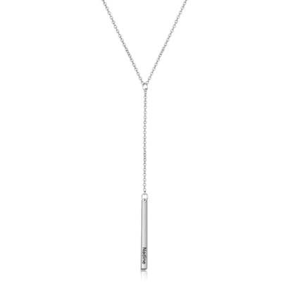 Personalized Bar Necklaces Charm Pendants Stainless Steel Jewelry for Ladies Engraved Name Anniversary Gift for Women-Florence Scovel