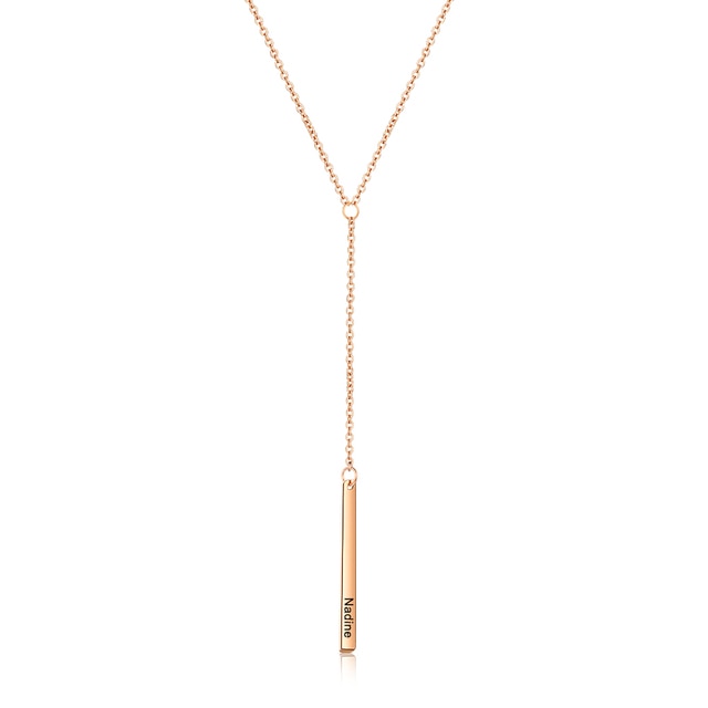 Personalized Bar Necklaces Charm Pendants Stainless Steel Jewelry for Ladies Engraved Name Anniversary Gift for Women-Florence Scovel