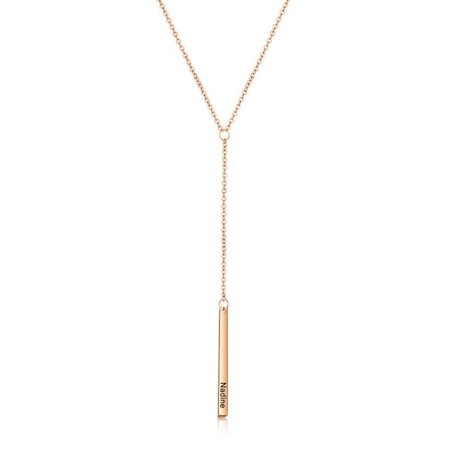 Personalized Bar Necklaces Charm Pendants Stainless Steel Jewelry for Ladies Engraved Name Anniversary Gift for Women-Florence Scovel