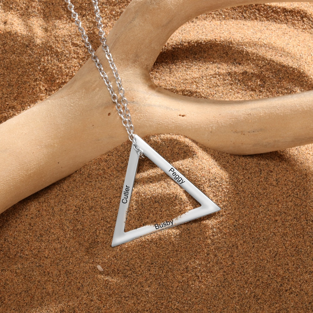 Customized Necklaces & Pendants Stainless Steel Triangle Personalized Engraving Name Jewelry Gifts for Family-Florence Scovel