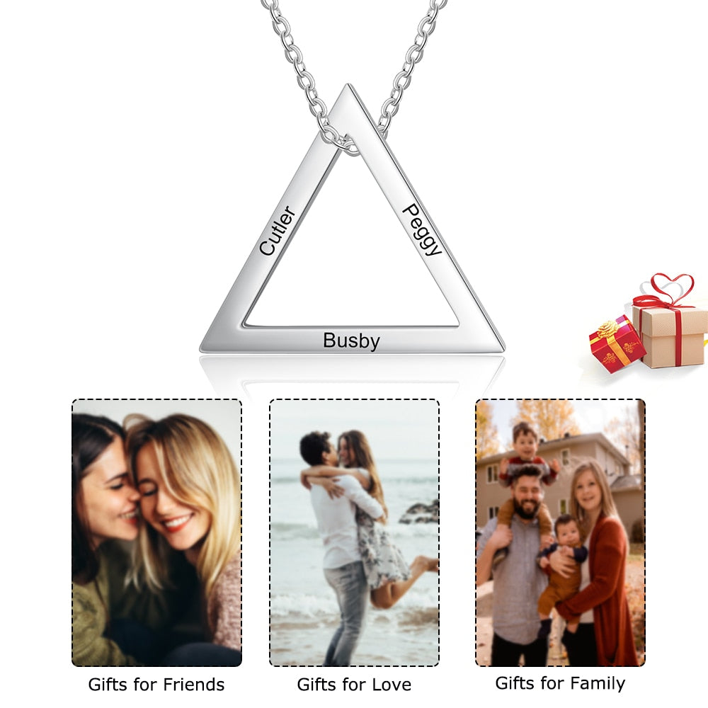 Customized Necklaces & Pendants Stainless Steel Triangle Personalized Engraving Name Jewelry Gifts for Family-Florence Scovel