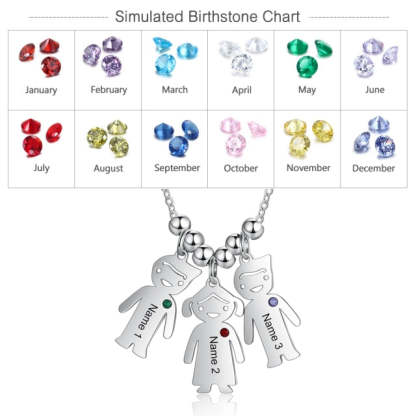 Personalized Engraved Name Boy Girl Pendant Necklace Customized Birthstone Stainless Steel Mother Kids Jewelry Gift-Florence Scovel