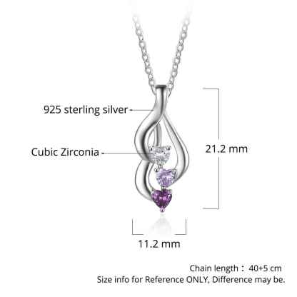 Personalized 3 Birthstone Necklaces Pendants Custom Engraving Name Mother Necklace Valentine Gift-Florence Scovel