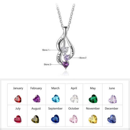 Personalized 3 Birthstone Necklaces Pendants Custom Engraving Name Mother Necklace Valentine Gift-Florence Scovel