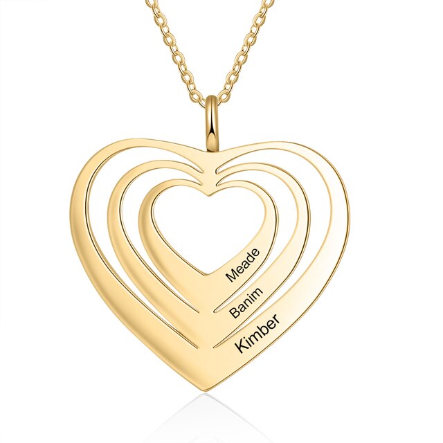 Customized 3 Hearts Pendant Necklace Personalized Engraving Name Necklaces for Women-Florence Scovel