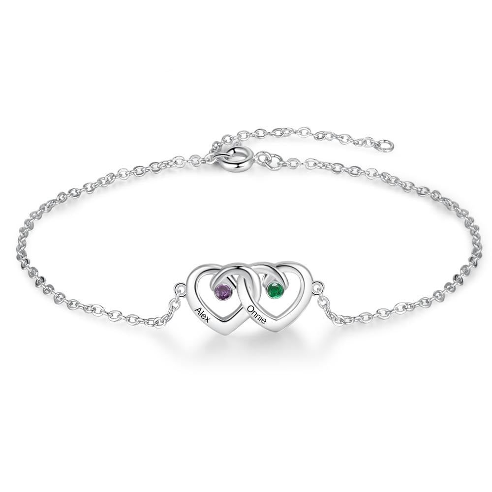 Personalized Double Heart-Shaped Bracelet For Women-Florence Scovel