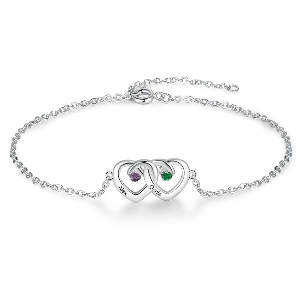 Personalized Double Heart-Shaped Bracelet For Women-Florence Scovel