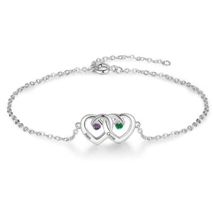 Personalized Double Heart-Shaped Bracelet For Women-Florence Scovel
