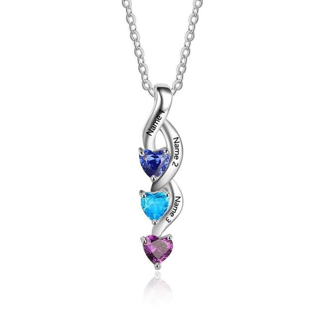 925 Sterling Silver Custom Heart Birthstone Necklace for Women Personalized Engrave Name Pendant Fine Jewelry Gift-Florence Scovel