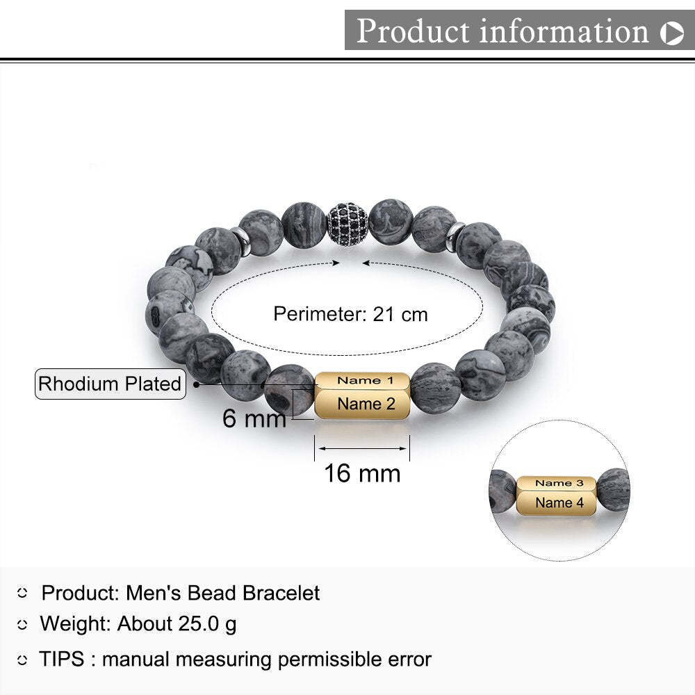 Customize 4 Sides Engraved Bracelets For Men-Florence Scovel