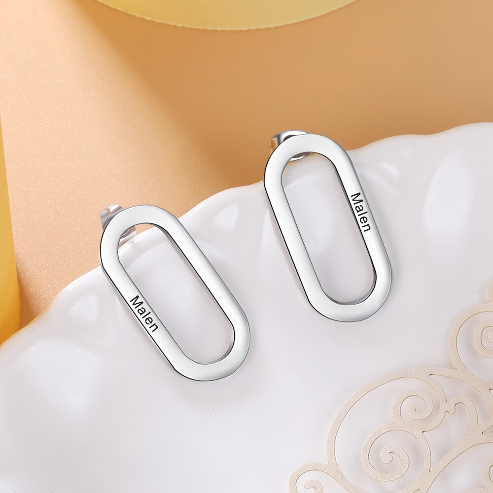 Customized Name Engraved Geometric Earrings For Women-Florence Scovel