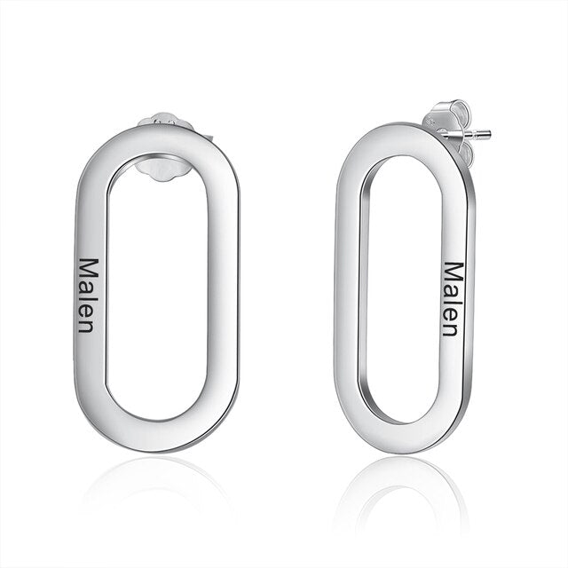 Customized Name Engraved Geometric Earrings For Women-Florence Scovel