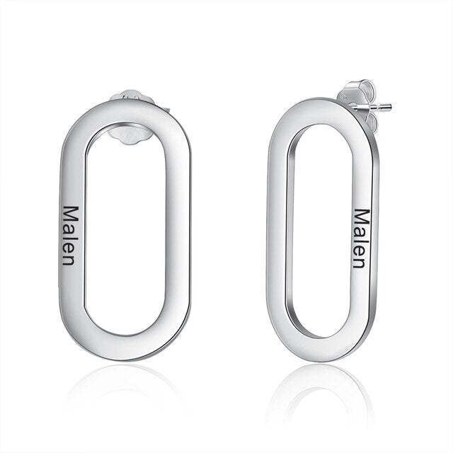 Customized Name Engraved Geometric Earrings For Women-Florence Scovel