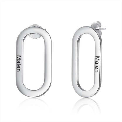Customized Name Engraved Geometric Earrings For Women-Florence Scovel