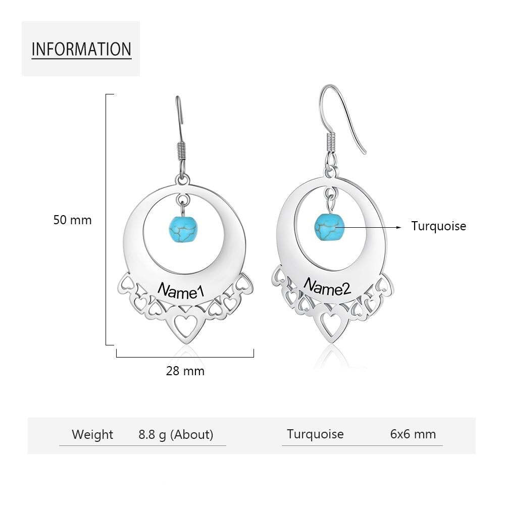 Personalized Turquoise Dangle Earrings For Women-Florence Scovel