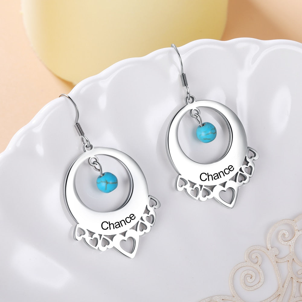 Personalized Turquoise Dangle Earrings For Women-Florence Scovel