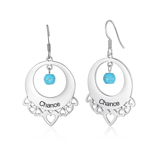 Personalized Turquoise Dangle Earrings For Women-Florence Scovel