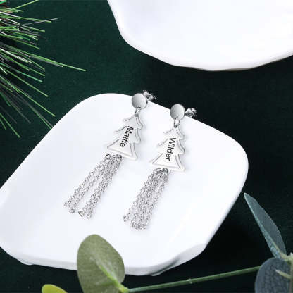 Personalized Christmas Tree Drop Earrings For Women-Florence Scovel