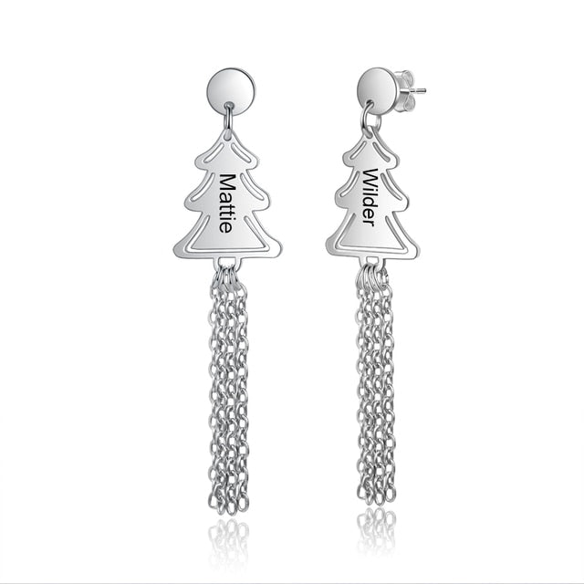 Personalized Christmas Tree Drop Earrings For Women-Florence Scovel