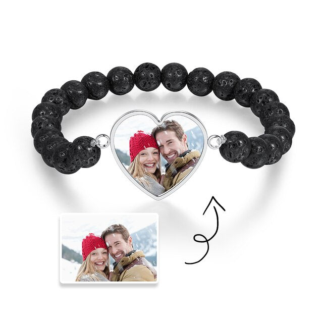 Stainless Steel Custom Photo Beaded Chain Bracelet-Florence Scovel