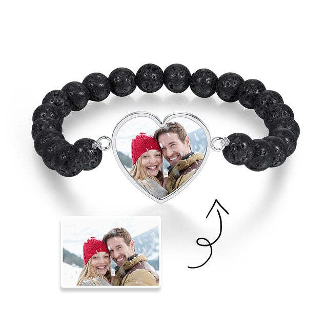 Stainless Steel Custom Photo Beaded Chain Bracelet-Florence Scovel