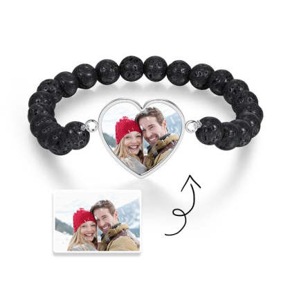 Stainless Steel Custom Photo Beaded Chain Bracelet-Florence Scovel