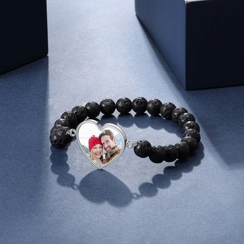 Stainless Steel Custom Photo Beaded Chain Bracelet-Florence Scovel