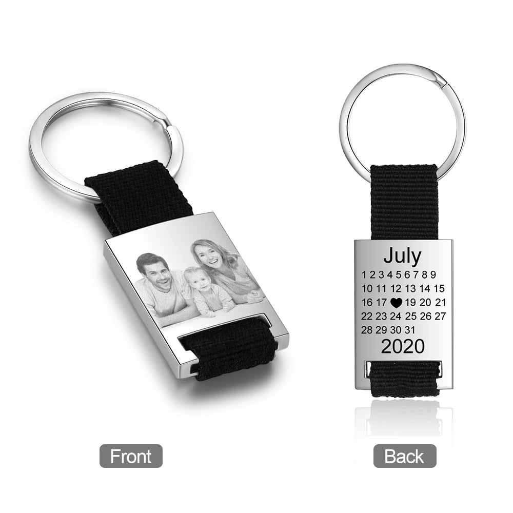 Personalized Photo And Date Calendar Keychains-Florence Scovel