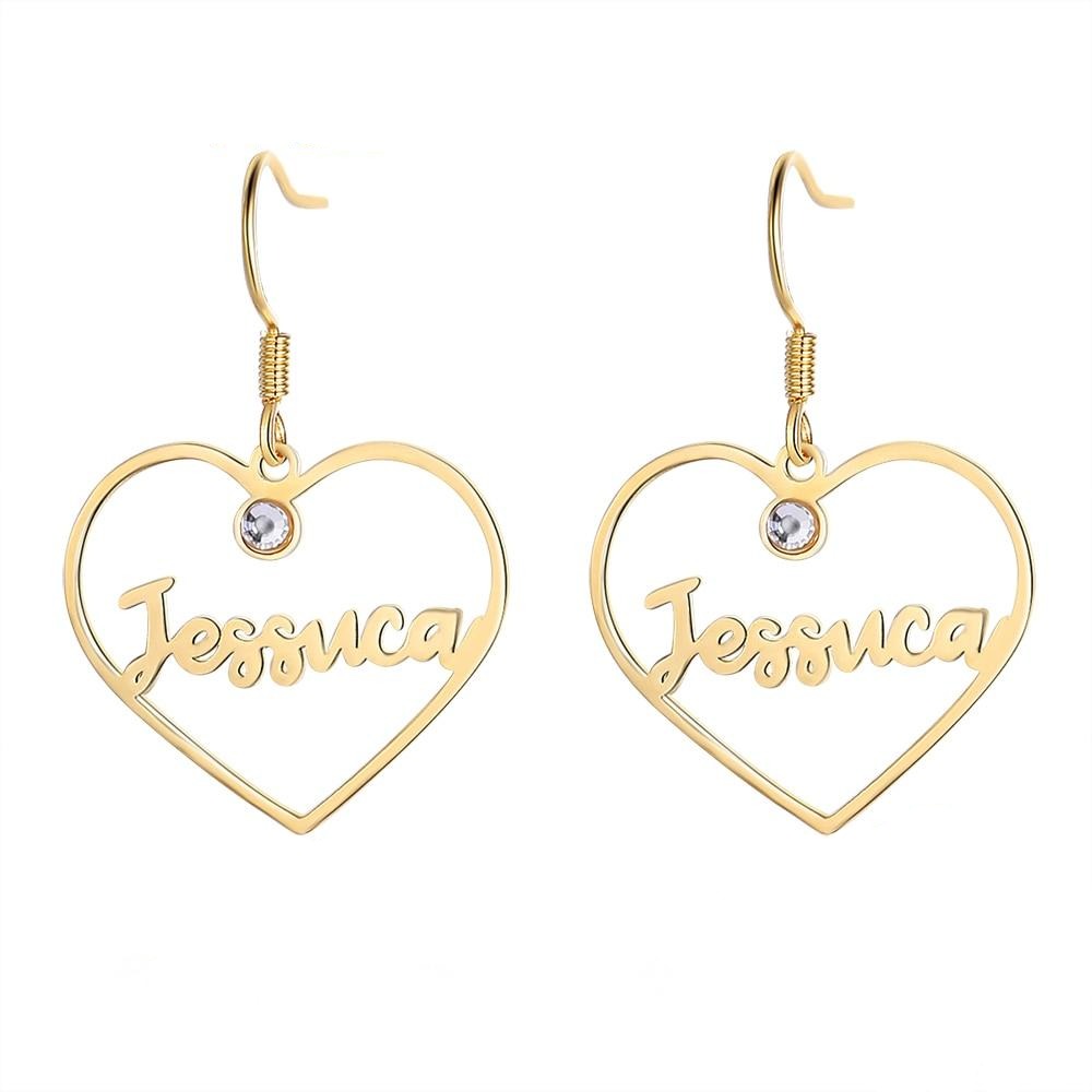Personalized 1 Name And 2 Stones Letters Drop Earrings For Women-Florence Scovel