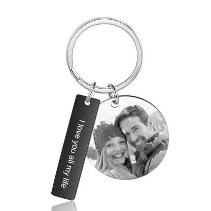 Personalized Black Color Engraved Date Calendar And Photo Keychains-Florence Scovel
