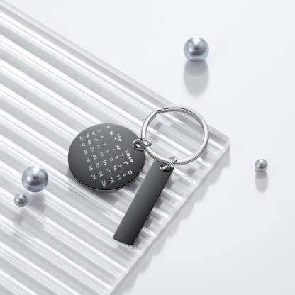 Personalized Black Color Engraved Date Calendar And Photo Keychains-Florence Scovel