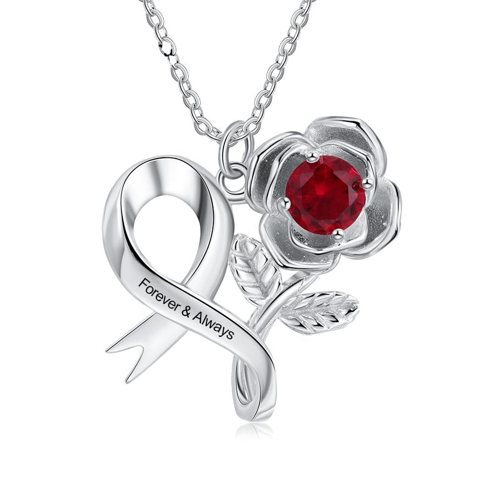 Personalized 12 Colors Birthstone Rose Flower Necklace-Florence Scovel