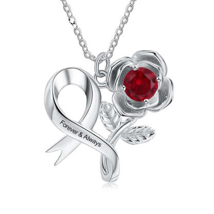 Personalized 12 Colors Birthstone Rose Flower Necklace-Florence Scovel