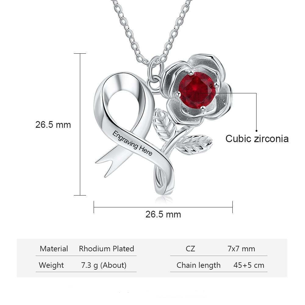 Personalized 12 Colors Birthstone Rose Flower Necklace-Florence Scovel