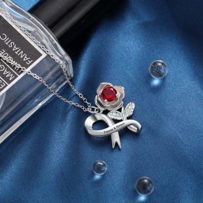 Personalized 12 Colors Birthstone Rose Flower Necklace-Florence Scovel