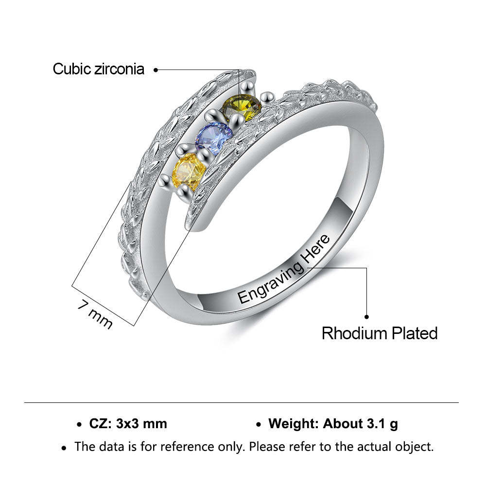 Personalized Engraving Mothers Rings Customized 3 Round Birthstone Rings for Women Birthday Gift for Mom-Florence Scovel