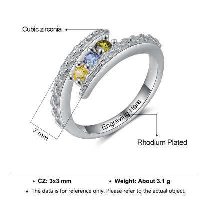 Personalized Engraving Mothers Rings Customized 3 Round Birthstone Rings for Women Birthday Gift for Mom-Florence Scovel