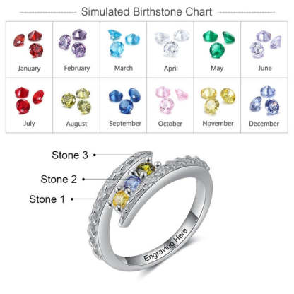Personalized Engraving Mothers Rings Customized 3 Round Birthstone Rings for Women Birthday Gift for Mom-Florence Scovel