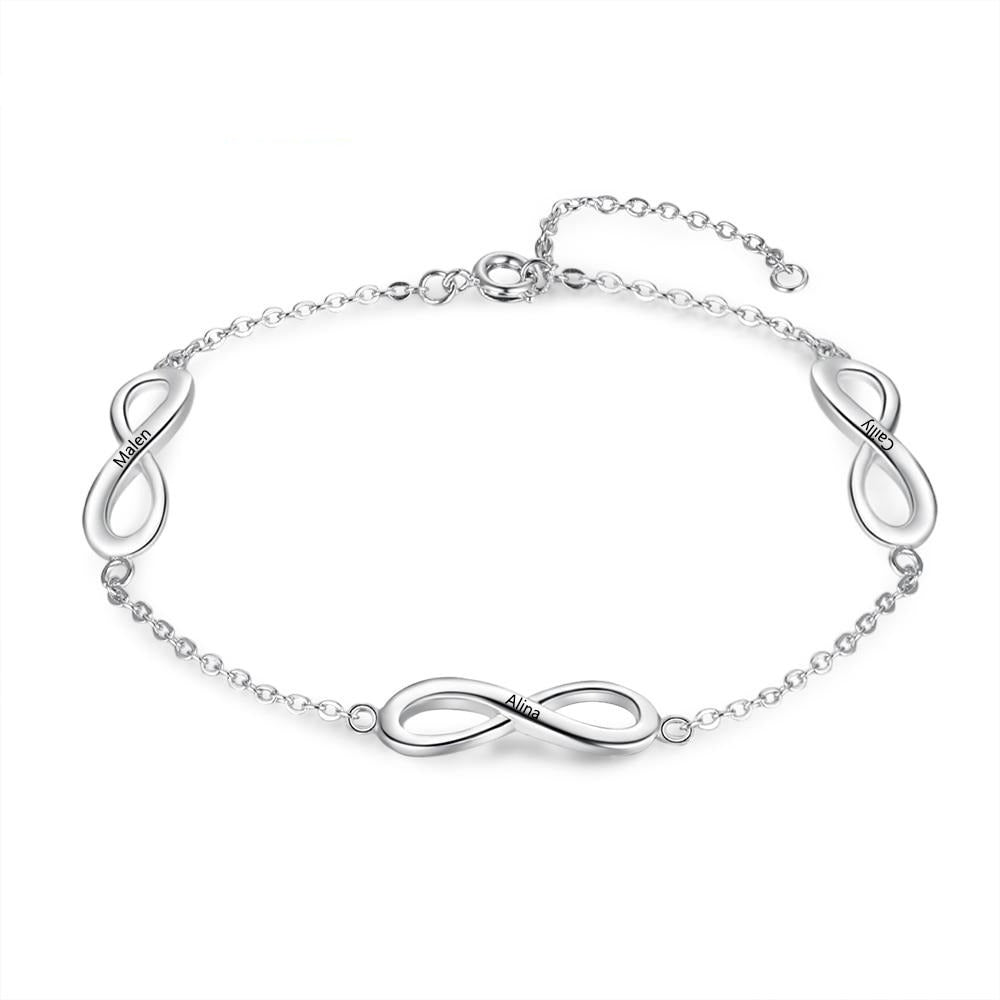 Personalized Engravable 3 Infinity Bracelets for Women Customized Name Family Bracelet Anniversary Gifts for Mother-Florence Scovel