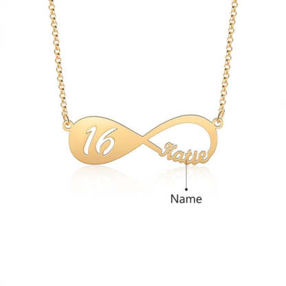 Personalized Name Infinity Necklace with 12-18 Year Old Numbers Age-Florence Scovel