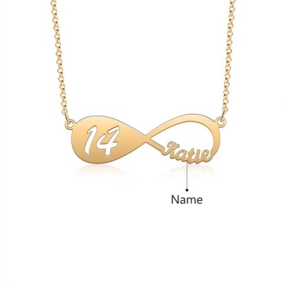 Personalized Name Infinity Necklace with 12-18 Year Old Numbers Age-Florence Scovel