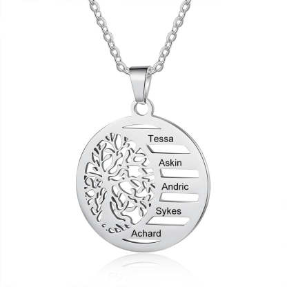 Personalized Family Tree of Life Pendant Necklace Custom Name Engraving Stainless Steel Jewelry Christmas Gift for Mom-Florence Scovel
