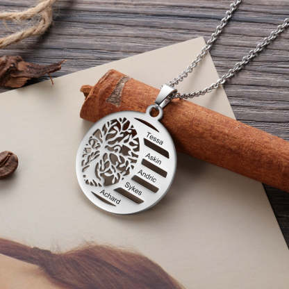 Personalized Family Tree of Life Pendant Necklace Custom Name Engraving Stainless Steel Jewelry Christmas Gift for Mom-Florence Scovel