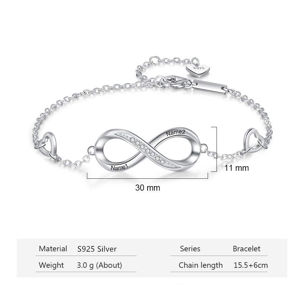 Customized Name Engraved Bracelet for Women Personalized 925 Sterling Silver Infinity Bracelet Promise Gift for Her-Florence Scovel