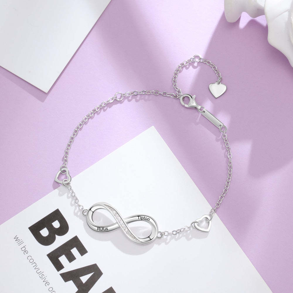 Customized Name Engraved Bracelet for Women Personalized 925 Sterling Silver Infinity Bracelet Promise Gift for Her-Florence Scovel
