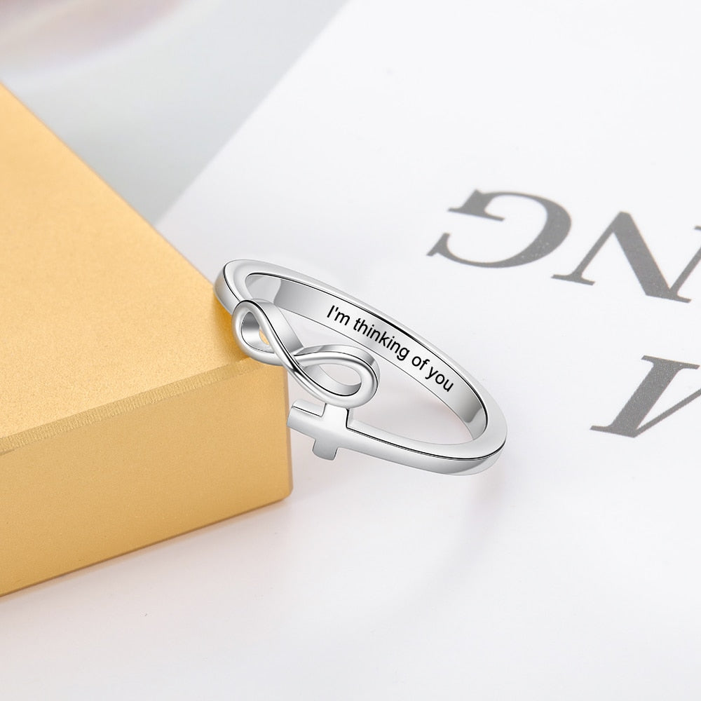 Personalized Name Cross & Infinity Love Rings for Women 925 Silver Color Customized Engraving Ring Trendy Jewelry Gifts-Florence Scovel